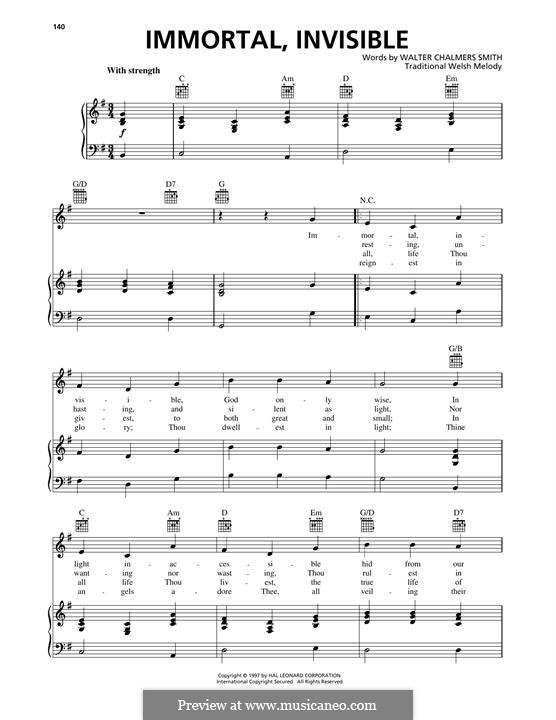 Immortal, Invisible: Para vocais e piano (ou Guitarra) by folklore