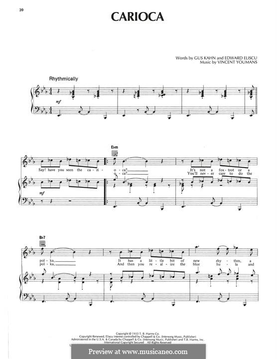 The Carioca: Para vocais e piano (ou Guitarra) by Vincent Youmans