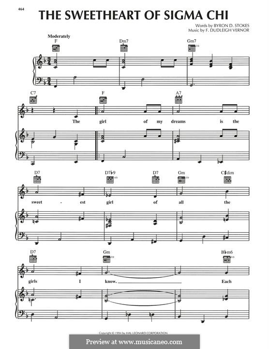 The Sweetheart of Sigma Chi: Para vocais e piano (ou Guitarra) by F. Dudleigh Vernor