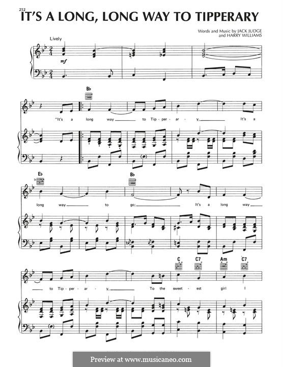 It's a Long, Long Way to Tipperary: Para vocais e piano (ou Guitarra) by Harry Williams, Jack Judge