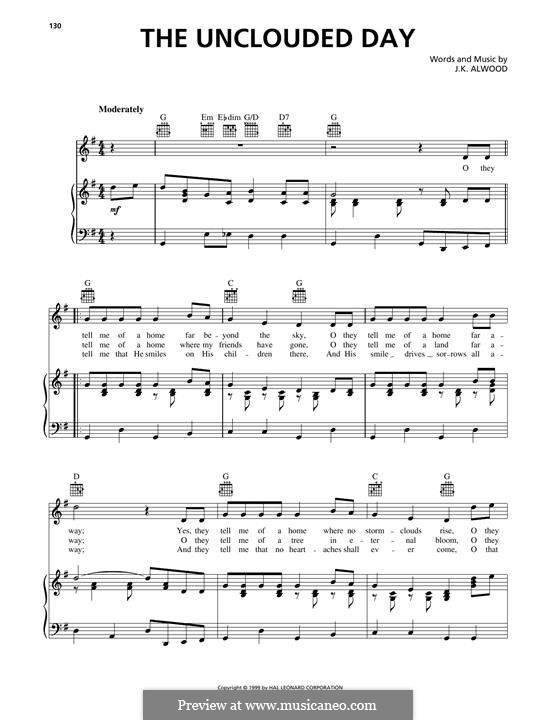 The Unclouded Day (from Heavenly Home: Three American Songs): Para vocais e piano (ou Guitarra) by J.K. Alwood