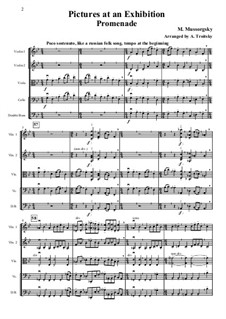 Promenade, No.7 Limoges (The Market): Partes, para cordas - patitura completa by Modest Mussorgsky