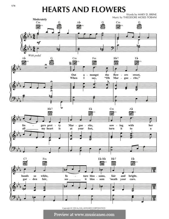 Hearts and Flowers, Op.245: Para vocais e piano (ou Guitarra) by Theodore Moses Tobani