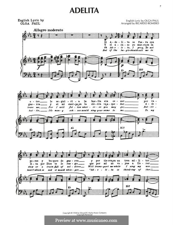 Adelita: Para vocais e piano (ou Guitarra) by Ricardo Romero