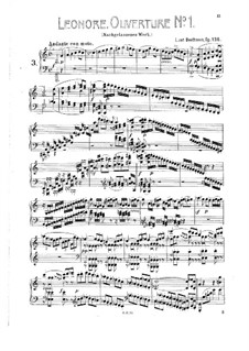 Leonore. Overture No.1, Op.138: versão para piano by Ludwig van Beethoven