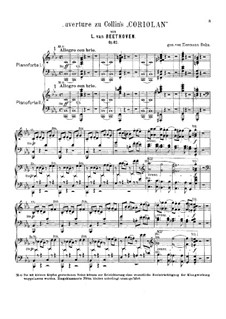 Ouvertüre Coriolan (Coriolanus Overture), Op.62: Versão para dois pianos de quatro mãos by Ludwig van Beethoven