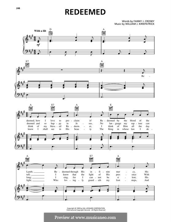 Redeemed: Para vocais e piano (ou Guitarra) by William (James) Kirkpatrick