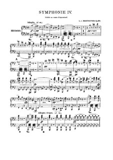 Symphony No.4, Op.60: versão para piano de quatro mãos by Ludwig van Beethoven