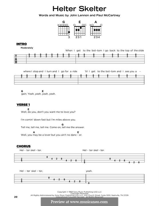 Helter Skelter (The Beatles): Lyrics and guitar chords by John Lennon, Paul McCartney