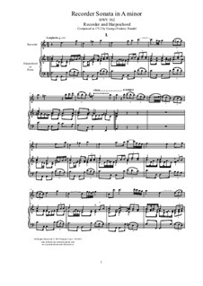 Sonata for Flute and Harpsichord in A Minor, HWV 362 Op.1 No.4: partitura, parte solo by Georg Friedrich Händel