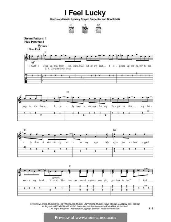 I Feel Lucky: Para Guitarra by Don Schlitz, Mary Chapin Carpenter