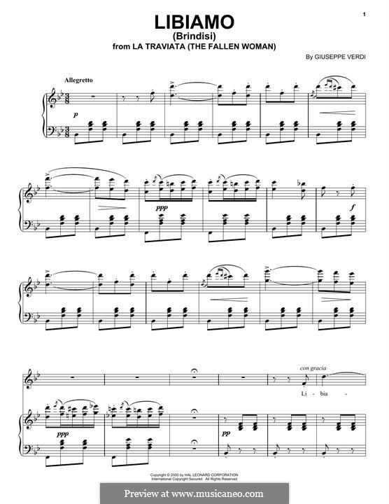 Libiamo ne'lieti calici (Brindisi): Para vocais e piano by Giuseppe Verdi