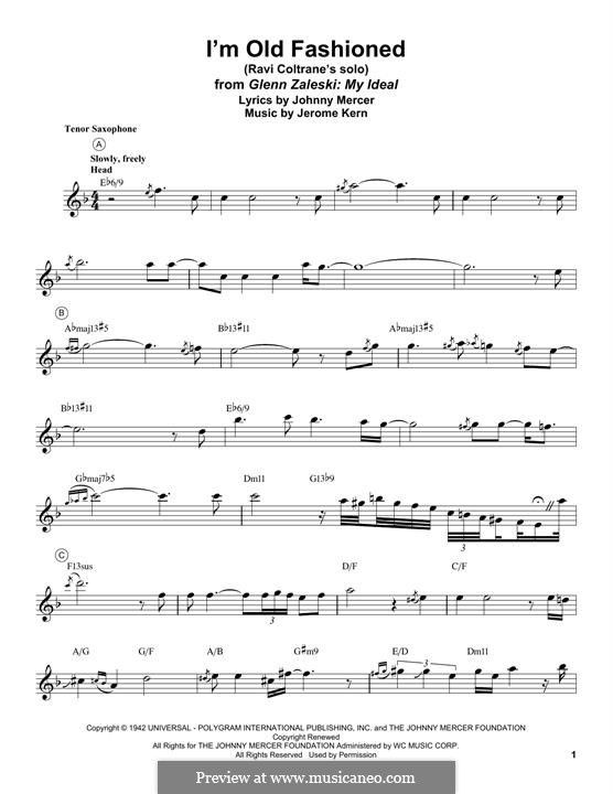 I'm Old Fashioned (from You Were Never Lovelier): para saxofone tenor by Jerome Kern