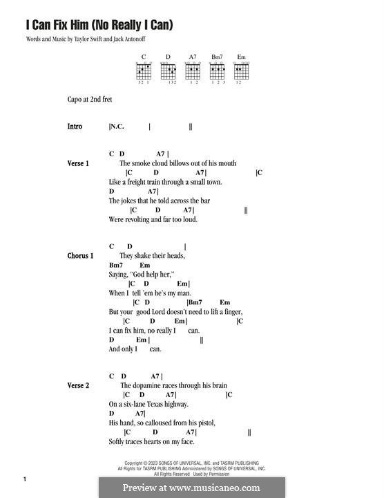 I Can Fix Him (No Really I Can) Taylor Swift: Lyrics and guitar chords by Jack Antonoff