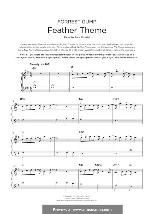 Forrest Gump Suite (Theme): Para Piano by Alan Silvestri