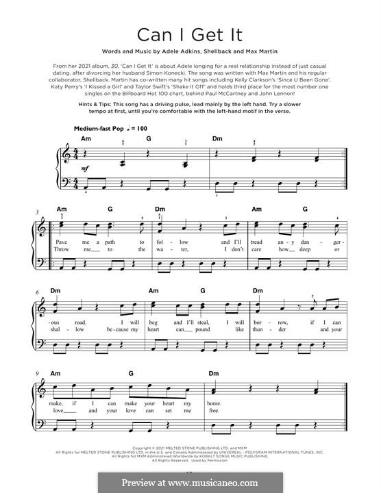 Can I Get It (Adele): Para Piano by Shellback, Max Martin