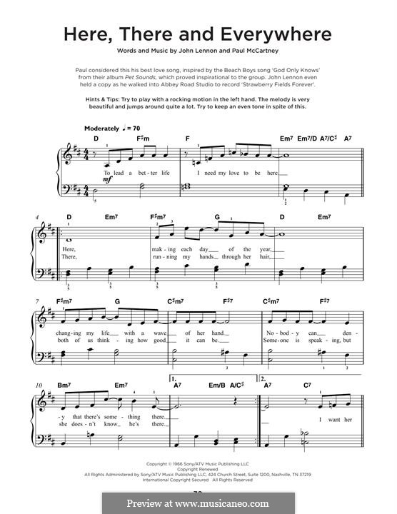 Here, There and Everywhere (The Beatles): Para Piano by John Lennon, Paul McCartney