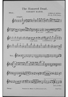 The Honored Dead. Concert March: parte Oboe by John Philip Sousa