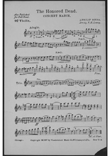 The Honored Dead. Concert March: violino parte I by John Philip Sousa