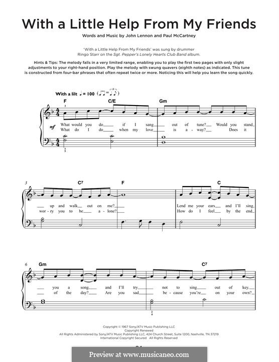 With a Little Help from My Friends (The Beatles): Para Piano by John Lennon, Paul McCartney