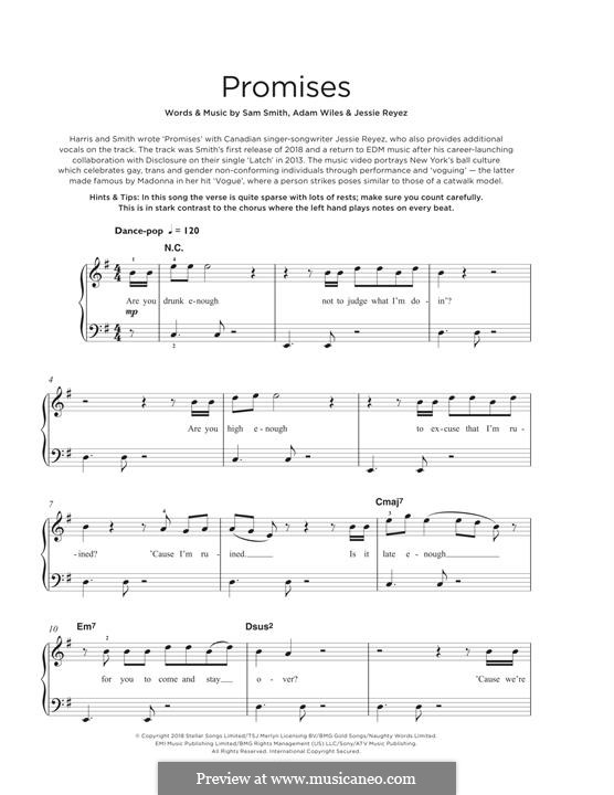 Promises (Calvin Harris): Para Piano by Adam Wiles, Sam Smith, Jessie Reyez