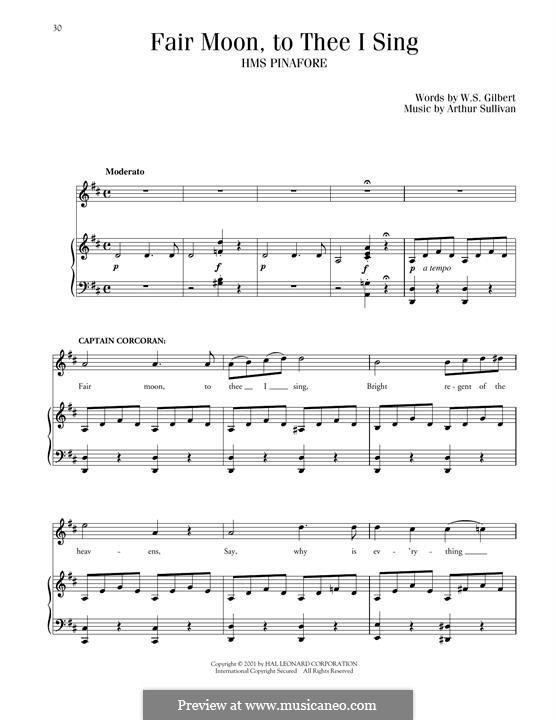 Fair Moon, to Thee I Sing: Para vocais e piano by Arthur Seymour Sullivan
