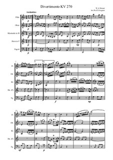 Divertissement in B Flat Major, K.270: Für Bläserquintett by Wolfgang Amadeus Mozart