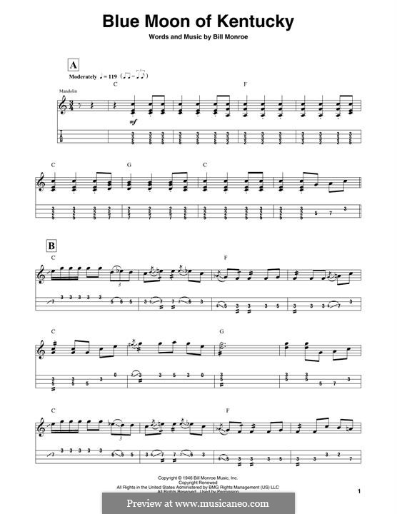 Blue Moon of Kentucky: For mandolin by Bill Monroe