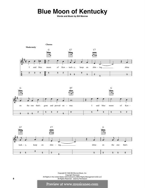 Blue Moon of Kentucky: For mandolin by Bill Monroe