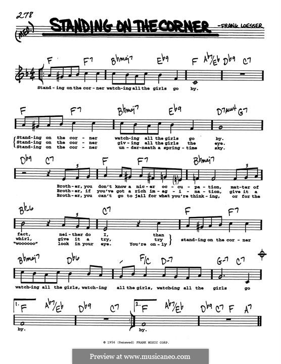 Standing on the Corner (The Four Lads): Low Voice by Frank Loesser