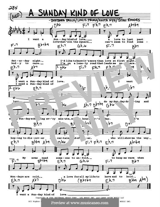 A Sunday Kind of Love: Low Voice by Anita Leonard, Barbara Belle, Louis Prima, Stan Rhodes