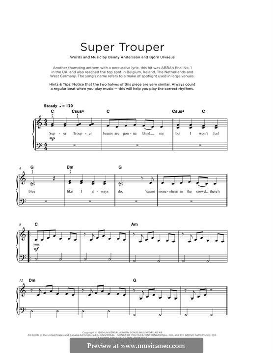 Super Trouper (ABBA): Para Piano by Benny Andersson, Björn Ulvaeus