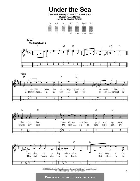 Under the Sea (from The Little Mermaid): For mandolin by Alan Menken