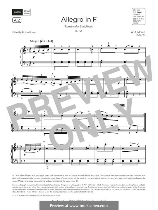 The London Notebook: Allegro in F by Wolfgang Amadeus Mozart