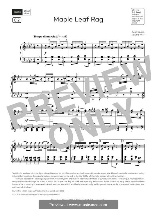 Maple Leaf Rag (Printable Scores): Para Piano by Scott Joplin