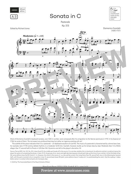 Sonata in C Major, K.513 L.S3 P.176: Para Piano by Domenico Scarlatti