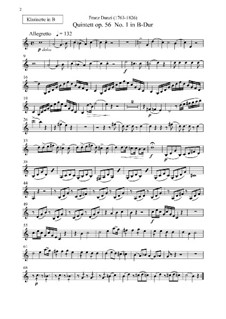 Nine Woodwind Quintets, Op.56, 67, 68: parte clarinete by Franz Ignaz Danzi