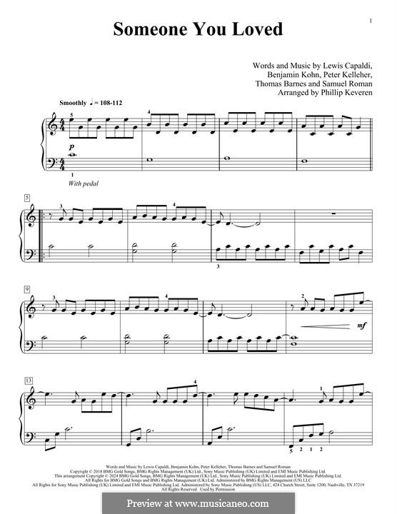 Someone You Loved: Para Piano by Benjamin Kohn, Peter Kelleher, Thomas Barnes, Samuel Roman, Lewis Capaldi