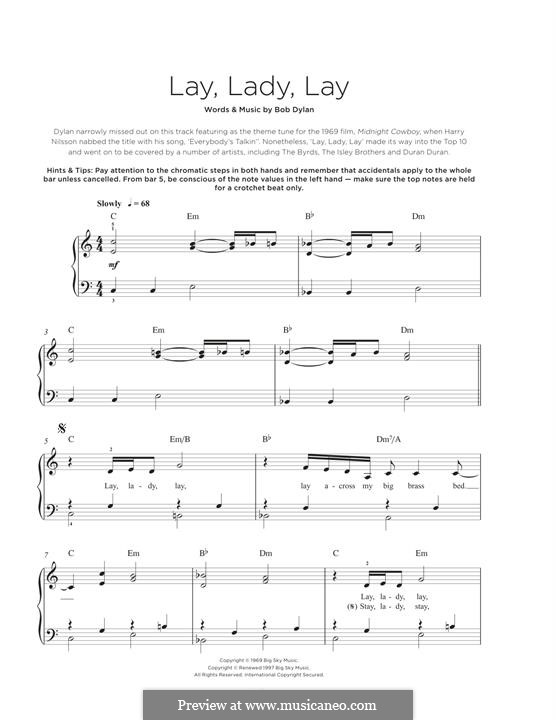 Lay Lady Lay: Para Piano by Bob Dylan