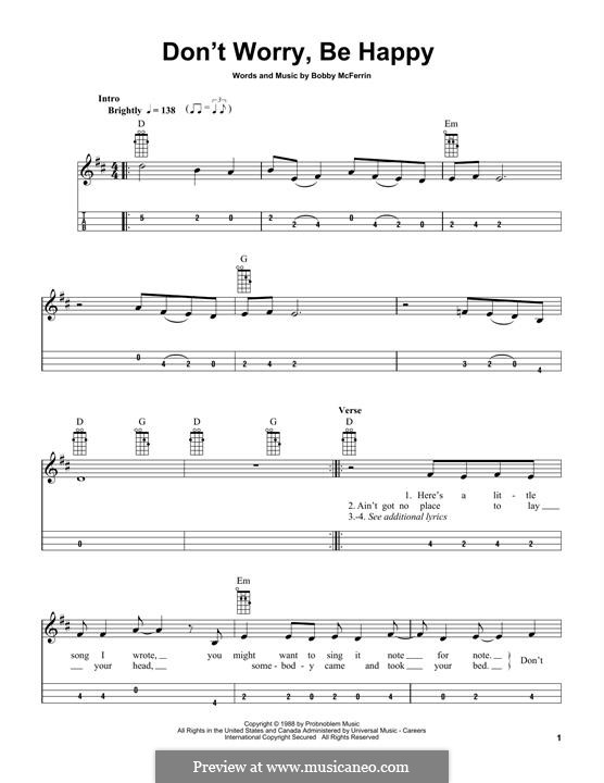 Don't Worry, Be Happy: For mandolin by Bobby McFerrin