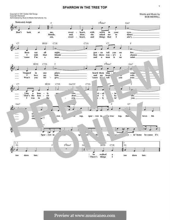 Sparrow in the Tree Top: para teclado by Bob Merrill