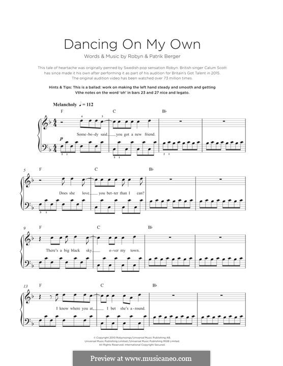 Dancing on My Own: Para Piano by Alfred George Robyn, Patrik Berger