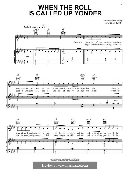 When the Roll is Called: Para vocais e piano (ou Guitarra) by James Milton Black