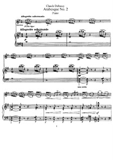 Arabesque No.2: For flute and piano – score, solo part by Claude Debussy