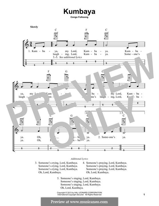 Kumbaya (Kum Ba Yah): For mandolin by folklore