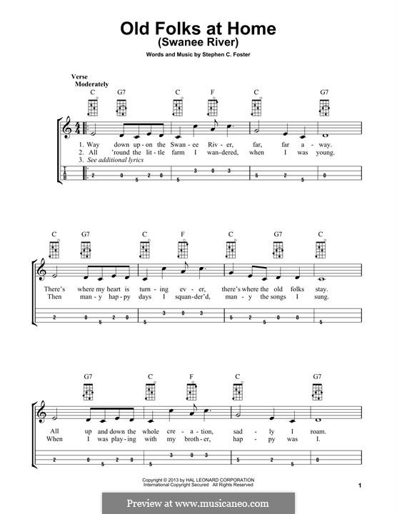 Old Folks at Home: For mandolin by Stephen Collins Foster