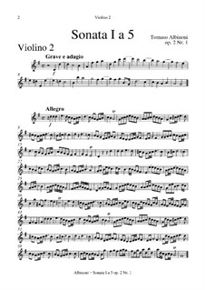 Six Sonatas for Strings and Basso Continuo, Op.2: Complete set – violin II part by Tomaso Albinoni