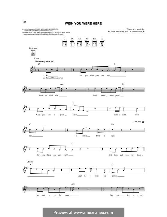 Wish You Were Here (Pink Floyd): For mandolin by David Gilmour, Roger Waters