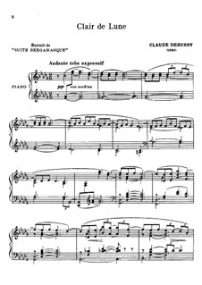 No.3 Clair de lune, for Piano: Version by Keveren by Claude Debussy