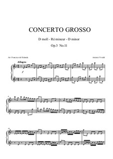 Concerto for Two Violins, Cello and Strings No.11 in D Minor, RV 565: versão para piano by Antonio Vivaldi